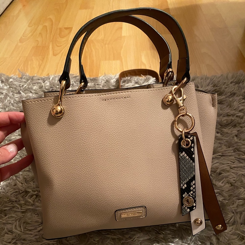 Small beige and brown cross body bag